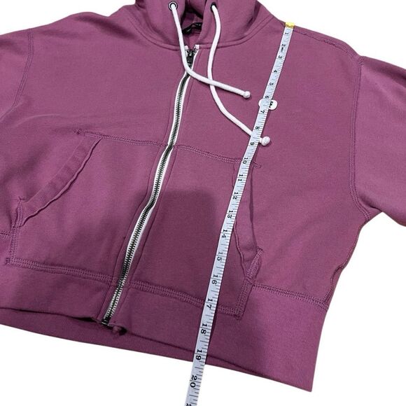 Abercrombie & Fitch cropped zip hoodie mauve Oversized Size Small - Picture 11 of 13